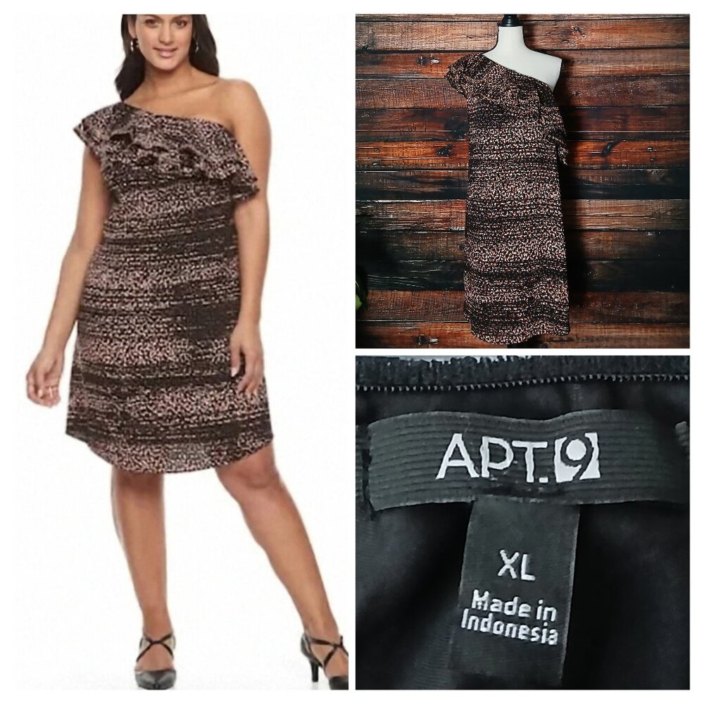 NWT Apt 9 Shift Dress XL One Shoulder Ruffle Neckline